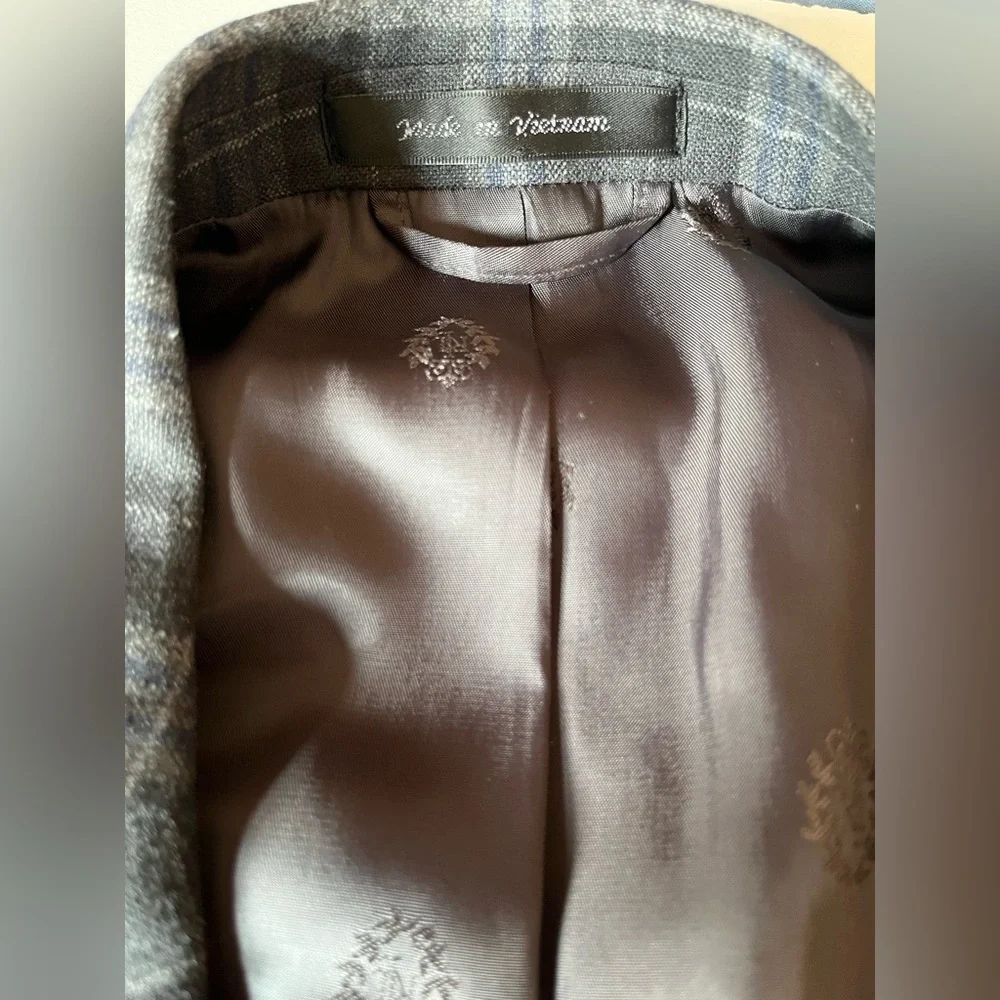 Men’s Black Label Ralph Lauren Blazer Suit Jacket Gray & Black plaid 42L